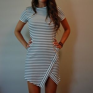 Fitted black and white mini dress
